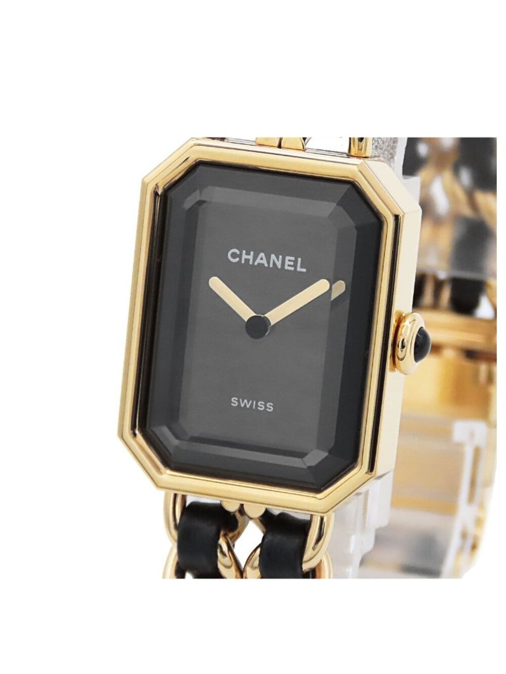 Chanel Premiere Edition Original Black SS Leather Watch Quartz